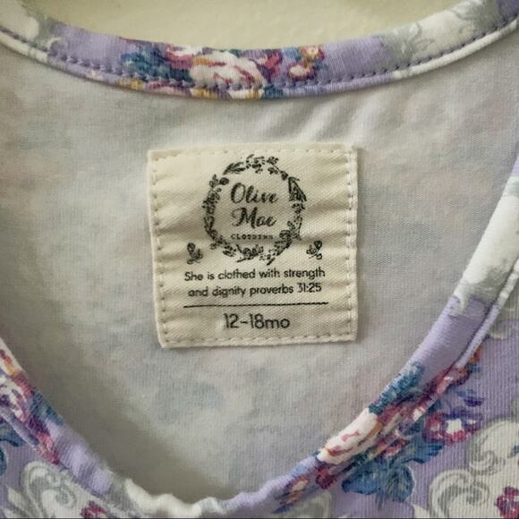 Olive Mae Tiny Dancer Purple Floral Leotard 12 18 month One Piece Bodysuit - Picture 4 of 5
